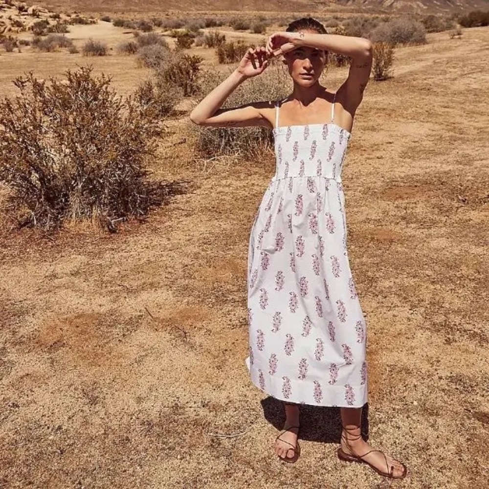 J.Crew Smocked Cotton Poplin Dress Budding branch print for women